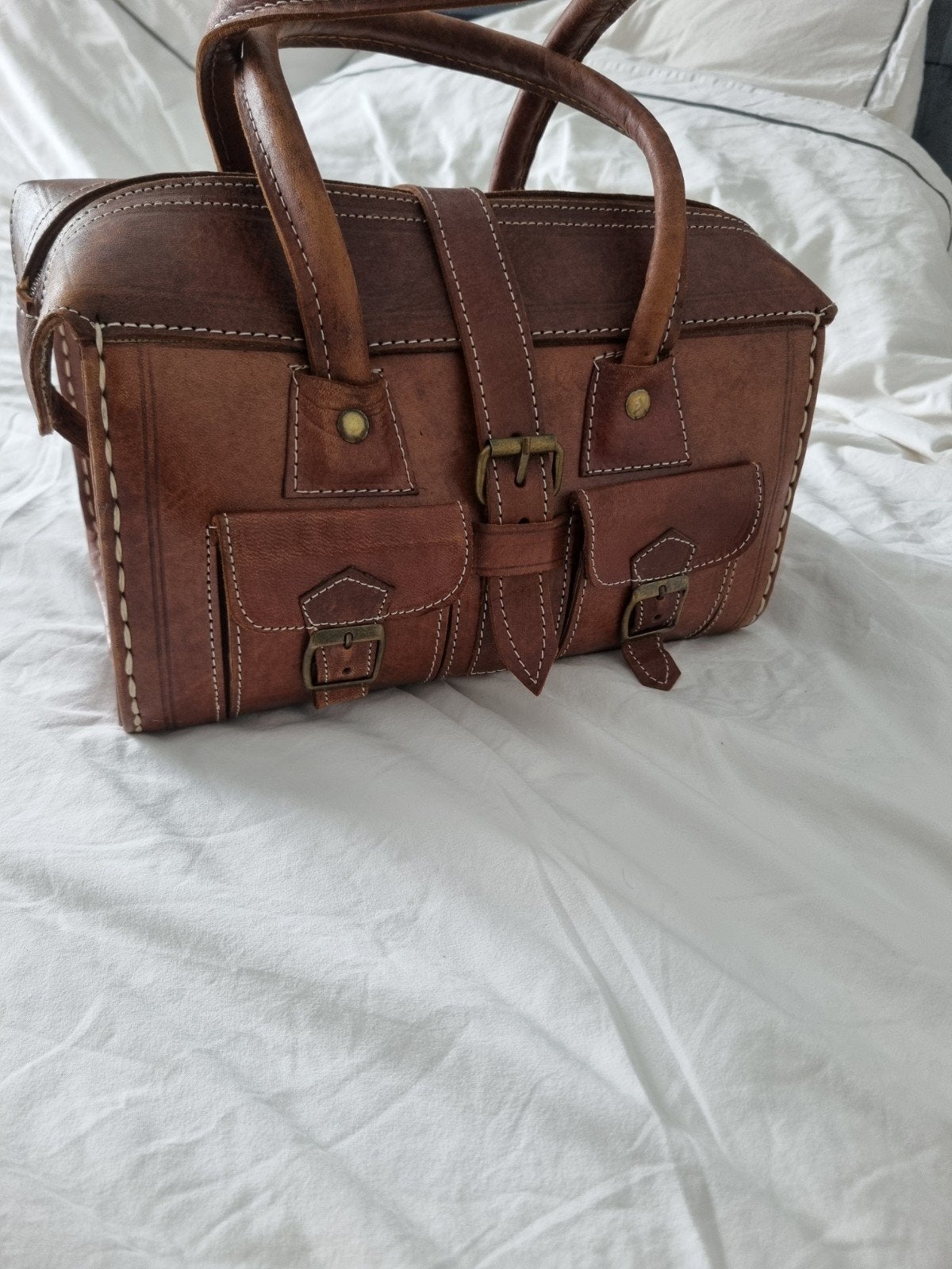 damestas is van leer, Ophalen of Verzenden, Bruin, 30 cm of meer, Minder dan 35 cm