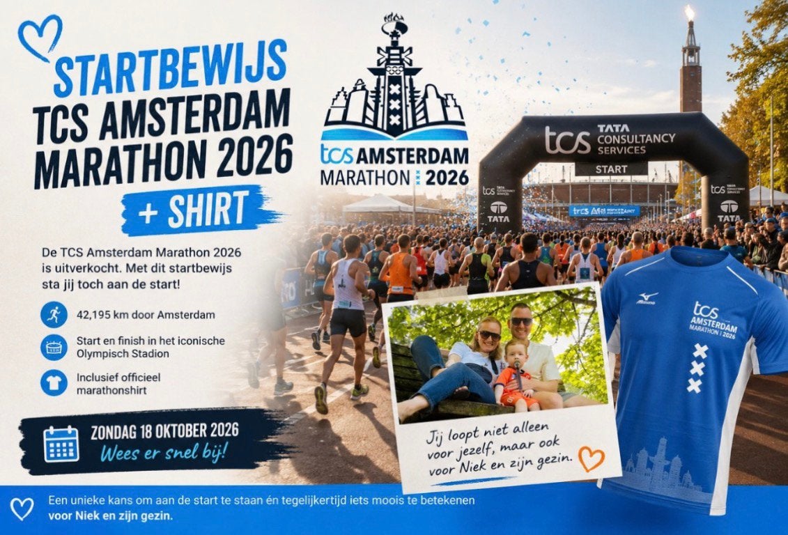 Startbewijs TCS Amsterdam Marathon 2026 + shirt, Tickets en Kaartjes, Sport | Overige, Eén persoon, Oktober