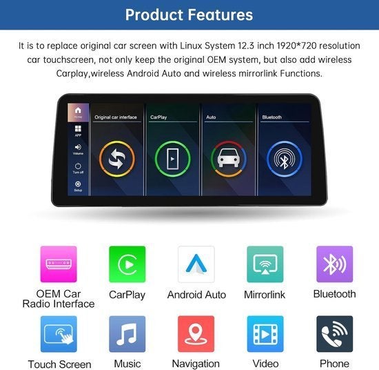 12,3 Inch Car Radio Touchscreen – Auto Multimedia Scherm, Corvance B.V., Verzenden, Nieuw, Corvancebol@gmail.com