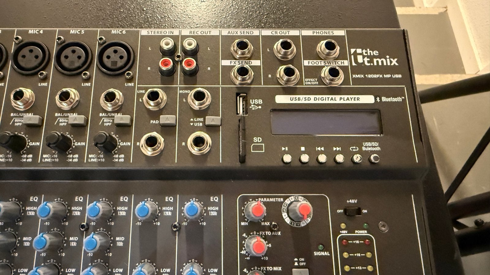 Complete PA-set: the t.mix XMIX 1202FX MP USB & the box CL, Muziek en Instrumenten, Mengpanelen, Ophalen, Gebruikt, 5 tot 10 kanalen