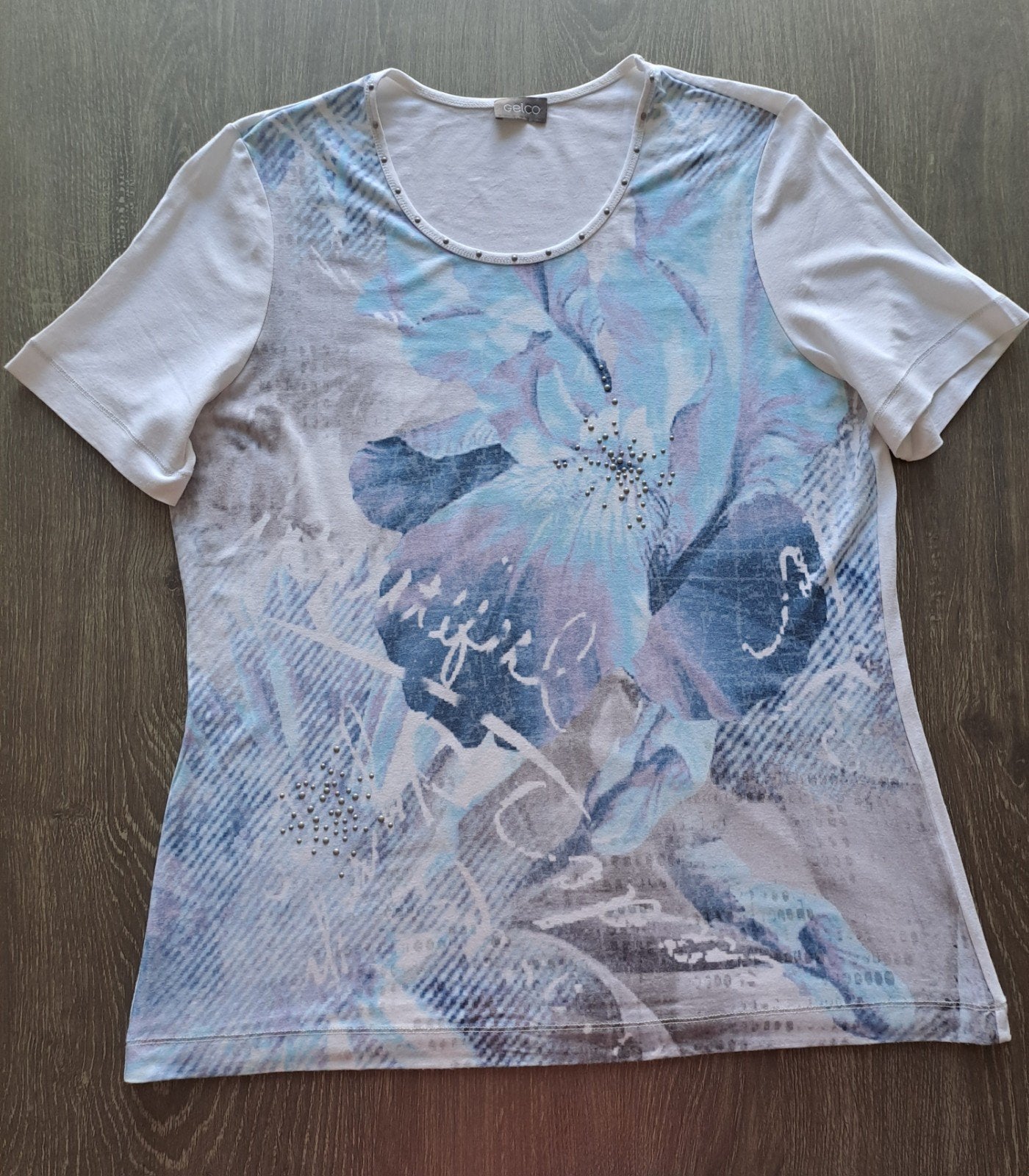 Gelco T-shirt met bloemenprint en korte mouwen, Maat 38/40 (M), Meerkleurig, Gelco, Ophalen of Verzenden