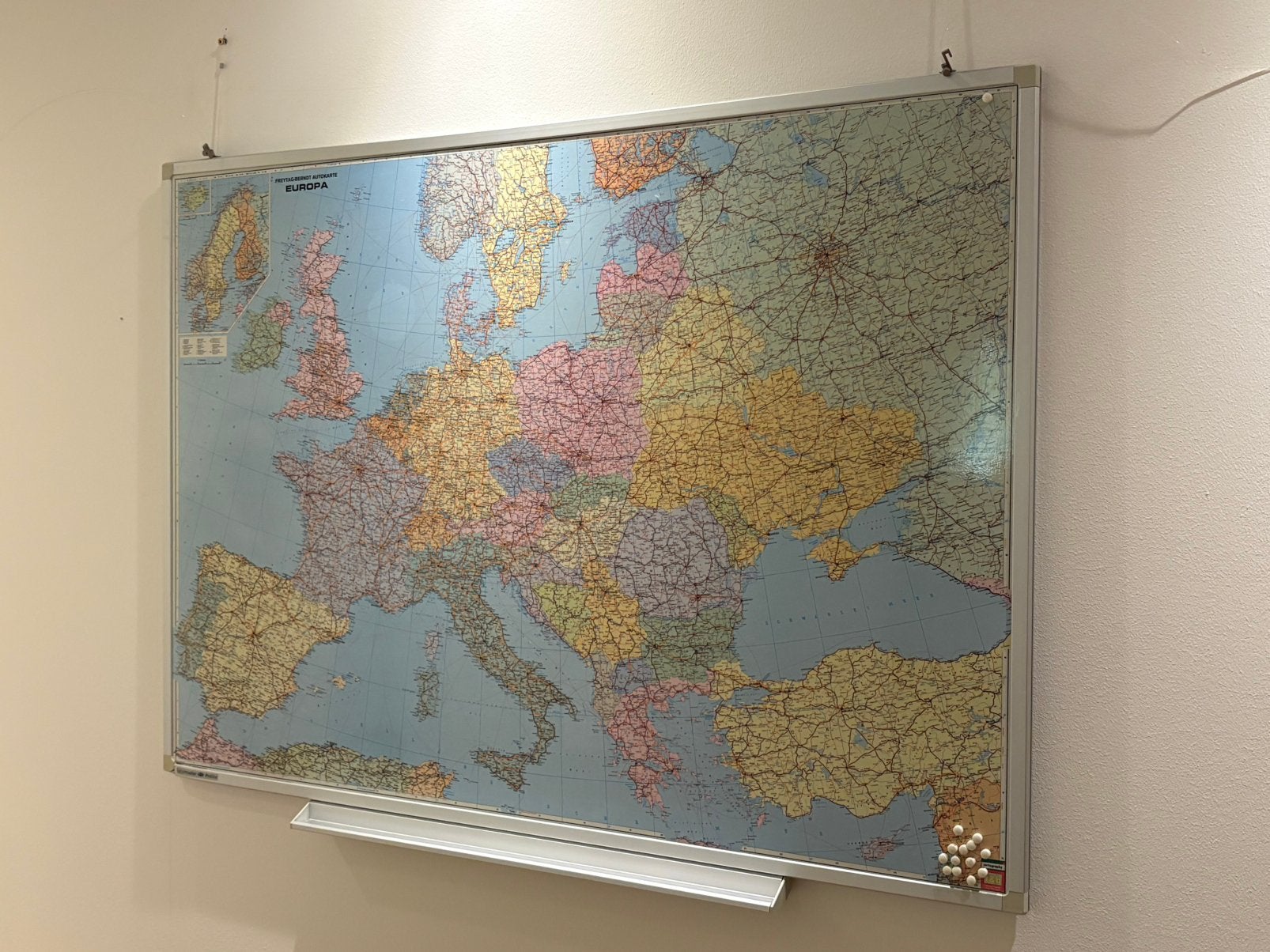 Landkaart Europa, Huis en Inrichting, Woonaccessoires | Overige, Ophalen, Gebruikt, Metaal