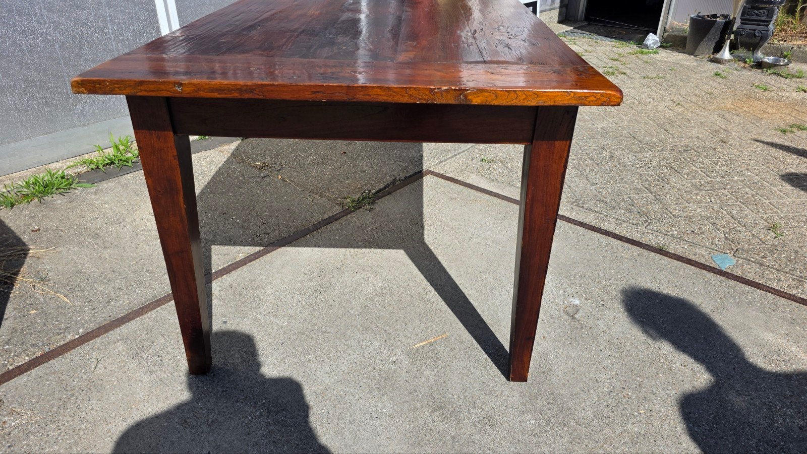 zeer mooie grote Franse boeren eettafel 250 x 95 cm, Ophalen