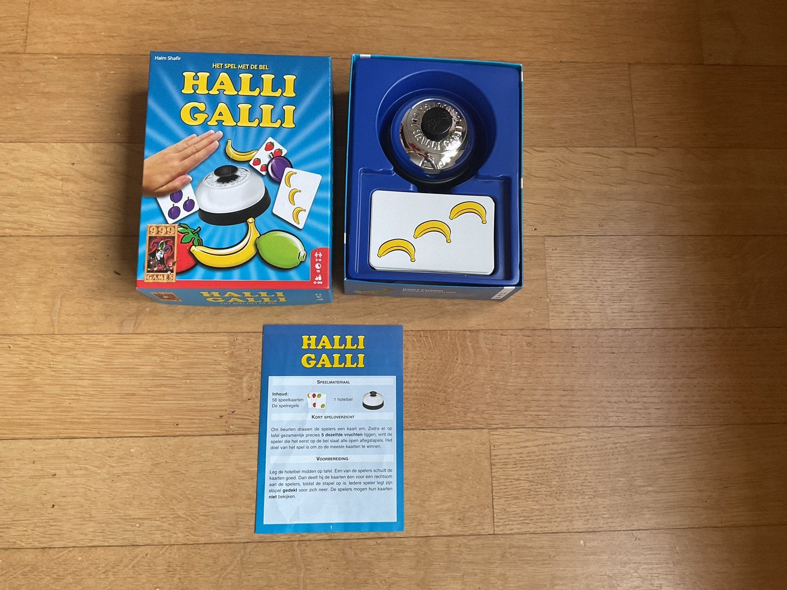 Halli Galli - Het snelle fruitspel met de bel! 999 games., Vijf spelers of meer, Ophalen of Verzenden, Zo goed als nieuw