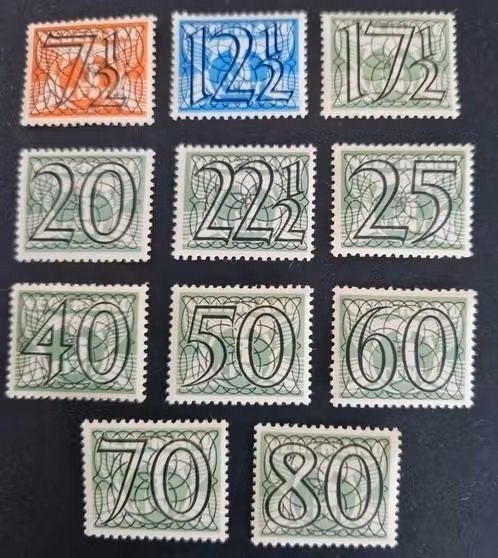 Nederland 1940 - nvph 357-370 - Cijfer type 'Guilloche', Ophalen of Verzenden, Na 1940, Postfris