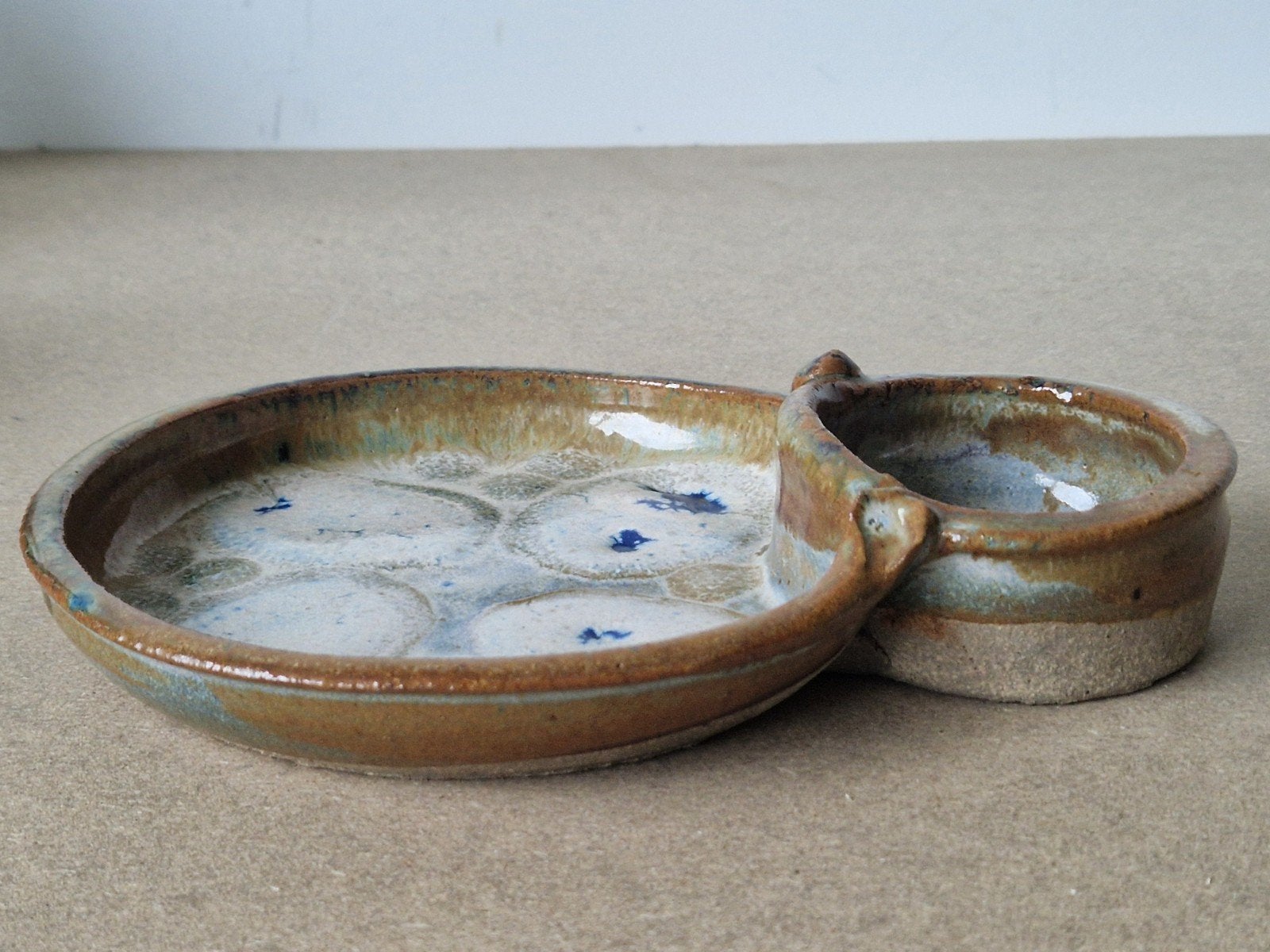 vintage studio pottery keramiek Lionel Postal schaal Aude, Ophalen of Verzenden
