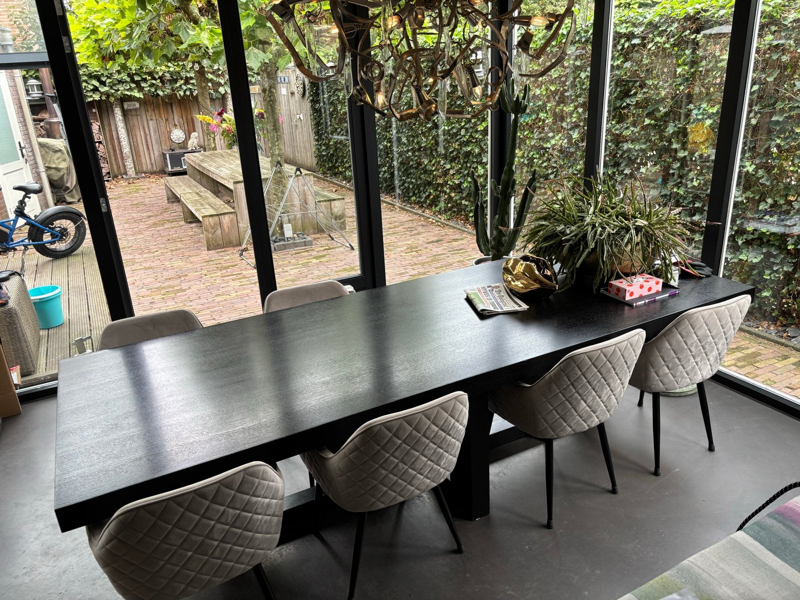 Eettafel Keijser & Co zwart 300x120 cm, Ophalen, Gebruikt, 100 tot 150 cm, 200 cm of meer