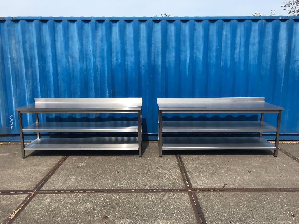 RVS werktafels / RVS werkbanken met rvs onderschappen, Doe-het-zelf en Verbouw, Werkbanken, Ophalen, Zo goed als nieuw