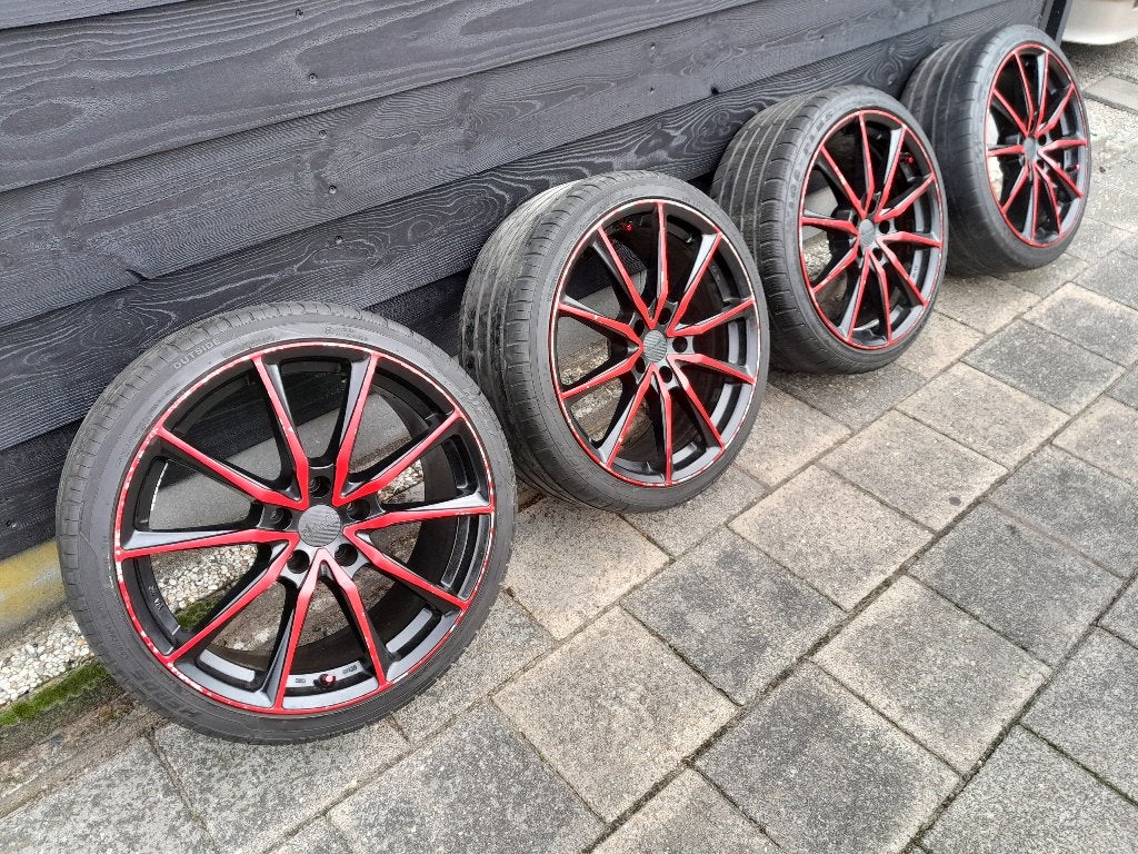 19" INCH - SET LM VELGEN + BANDEN - Two Tone - 5x114,3, Gebruikt, Banden en Velgen, 235 mm, Personenwagen