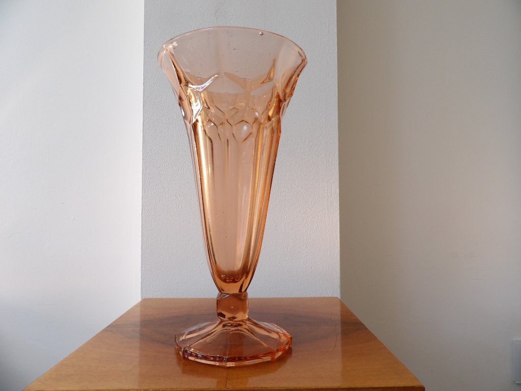 Art Deco Vaas Boheems Rudolf Schrotter Peach/Orange, Antiek en Kunst, Ophalen of Verzenden