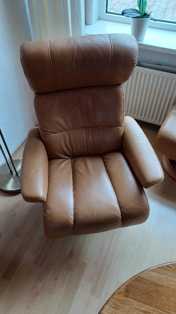 te koop: 2 stuks fauteuil stoelen, Ophalen, Gebruikt, 75 tot 100 cm, Leer