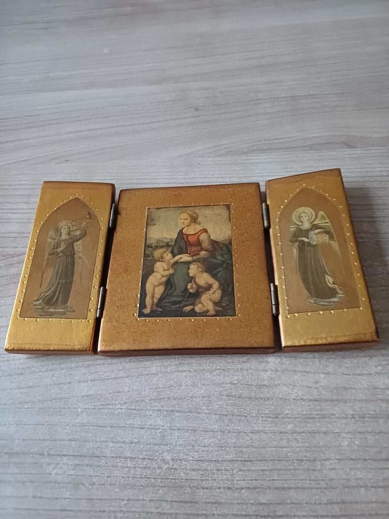 Antiek drieluik met iconen, Antiek en Kunst, Ophalen of Verzenden