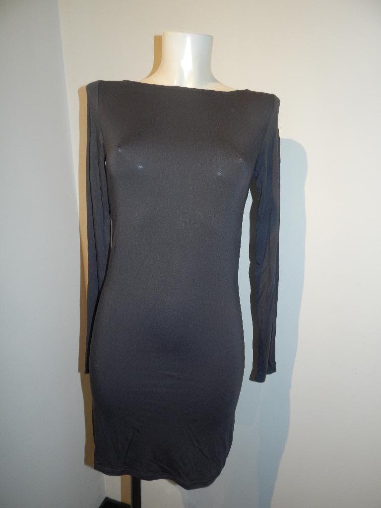 Sarah Pacini basis jurkje donker grijs mooie stof 36/38, Kleding | Dames, Jurken, Zo goed als nieuw, Maat 36 (S), Grijs, Boven de knie