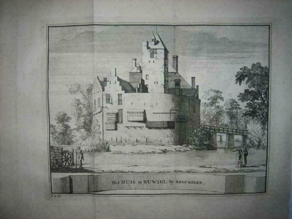 48  / Breukelen  Huis Ruwiel  Kopergravure 1736, Ophalen of Verzenden