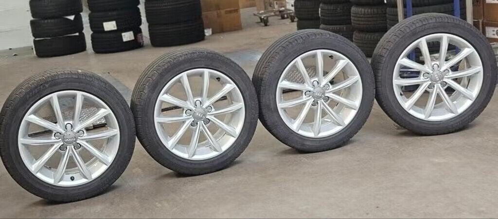 Nette 17" Orig AUDI A3 A4 TT Velgen+Goede Banden 5x112 Caddy, Gebruikt, -, -, Banden en Velgen