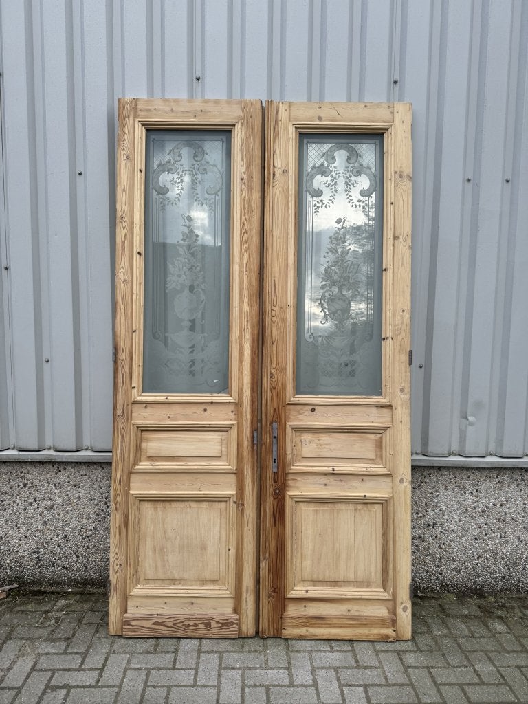 Prachtige antieke ensuitedeuren met geetst glas, La belle porte, Jurgen.hoogenboezem@gmail.com, Binnendeur, Zo goed als nieuw