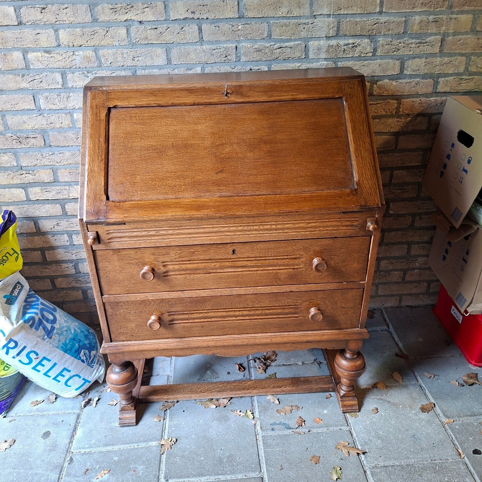 Antieke eiken secretaire., Huis en Inrichting, Ophalen, Gebruikt