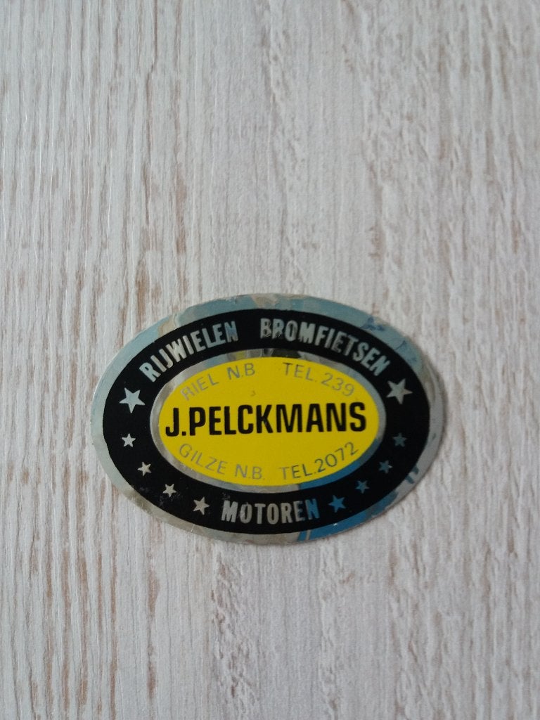 stickertje Rijwielen - Bromfietsen - Motoren J.PELCKMANS, Verzamelen, Ophalen of Verzenden, Zo goed als nieuw, Bedrijf of Vereniging