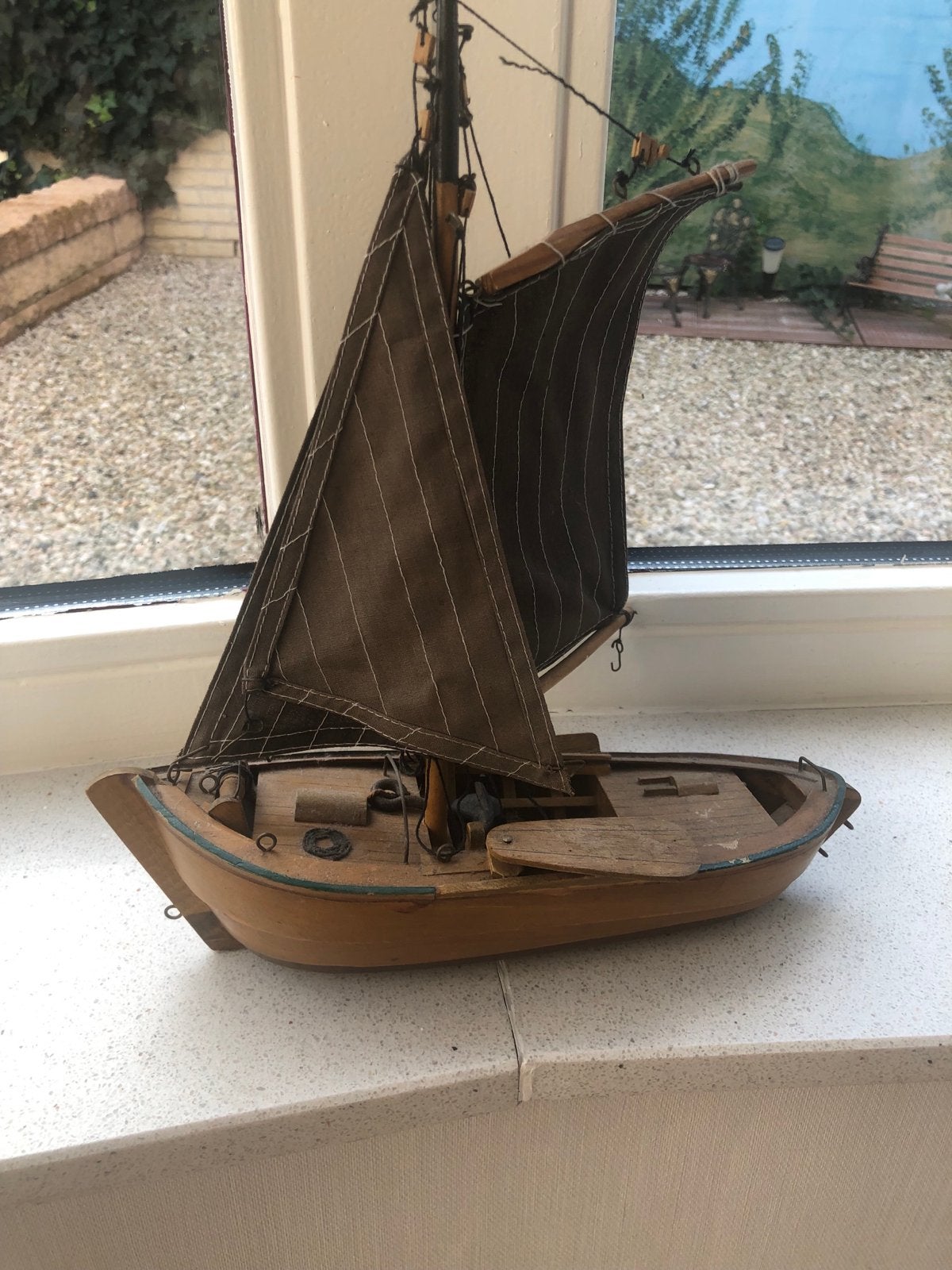 Decoratief houten zeilboot model, Ophalen, Gebruikt