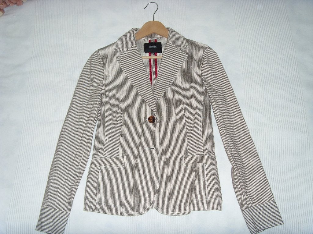 Vanilla Elements creme/bruin gestreepte blazer maat 38, Kleding | Dames, Maat 38/40 (M), Bruin, Vanilia, Ophalen of Verzenden
