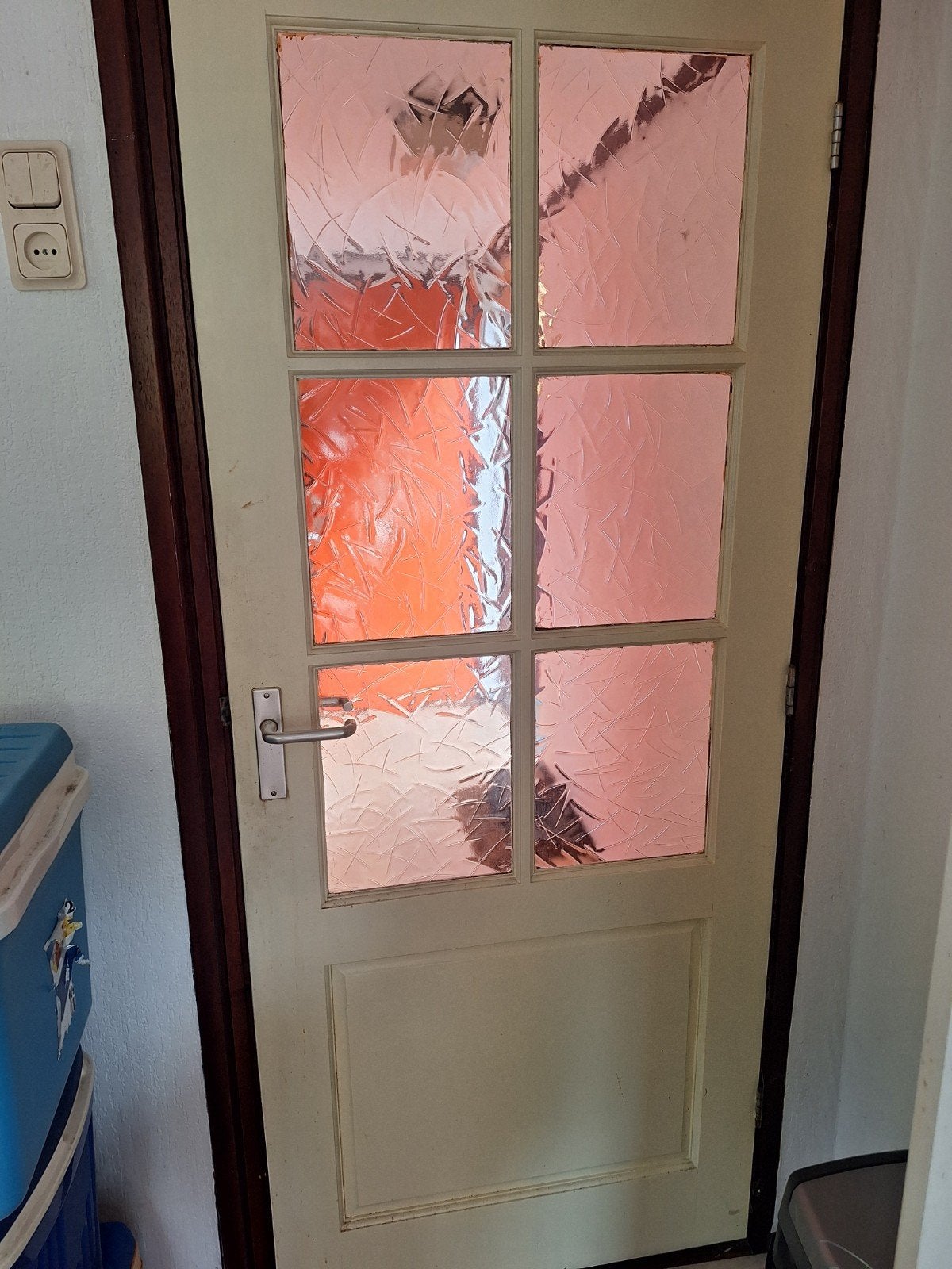 Binnendeur met glas, 200x83 cm, Doe-het-zelf en Verbouw, Ophalen, Gebruikt, 80 tot 100 cm, Binnendeur