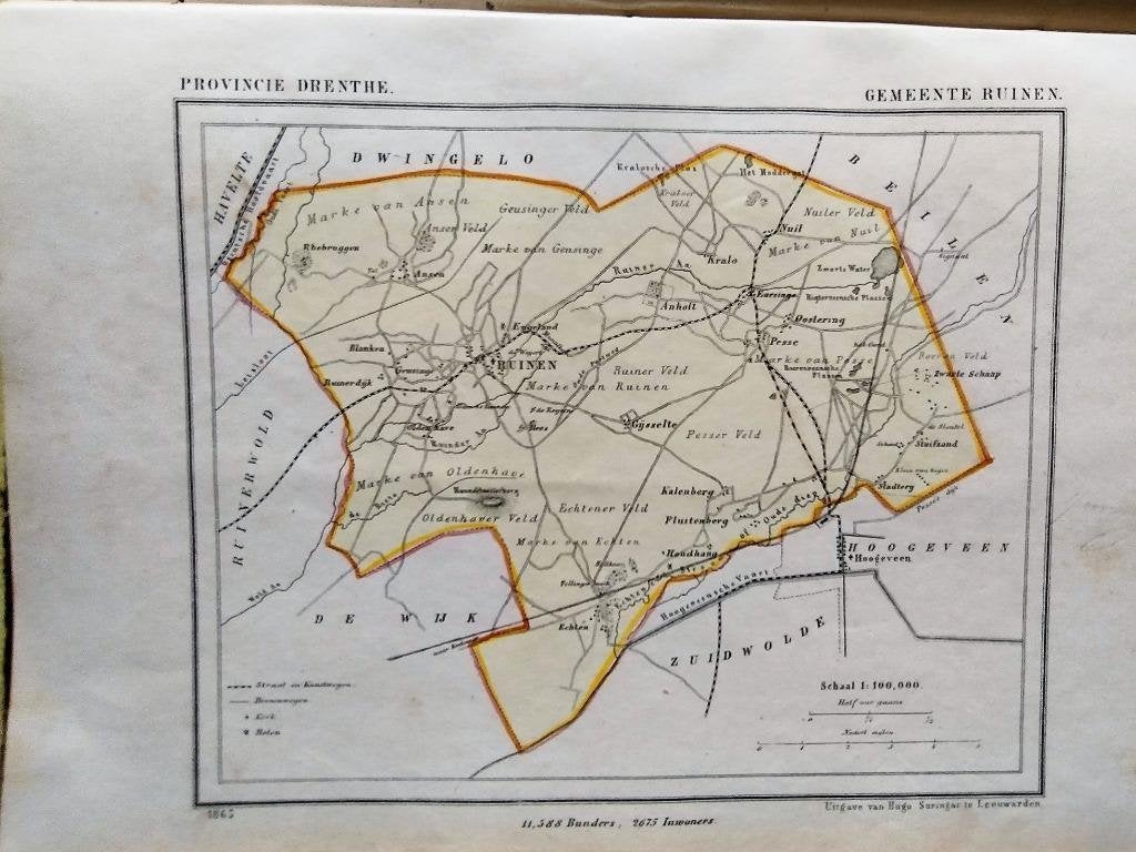 24 / Ruinen Litho Kuyper 1865, Ophalen of Verzenden