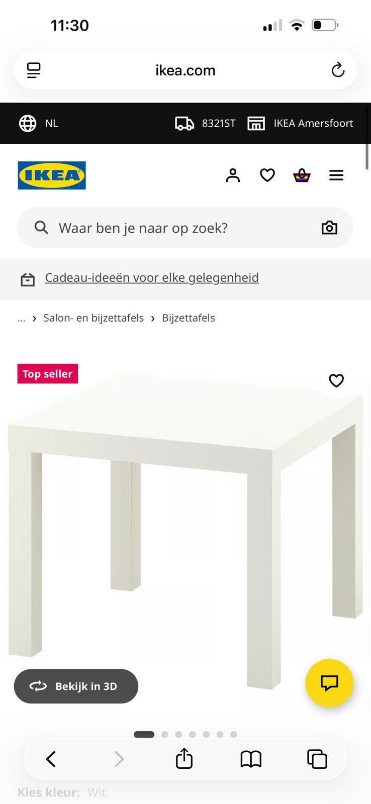 IKEA LACK bijzettafel, Ophalen, 50 tot 100 cm, Vierkant, Zo goed als nieuw