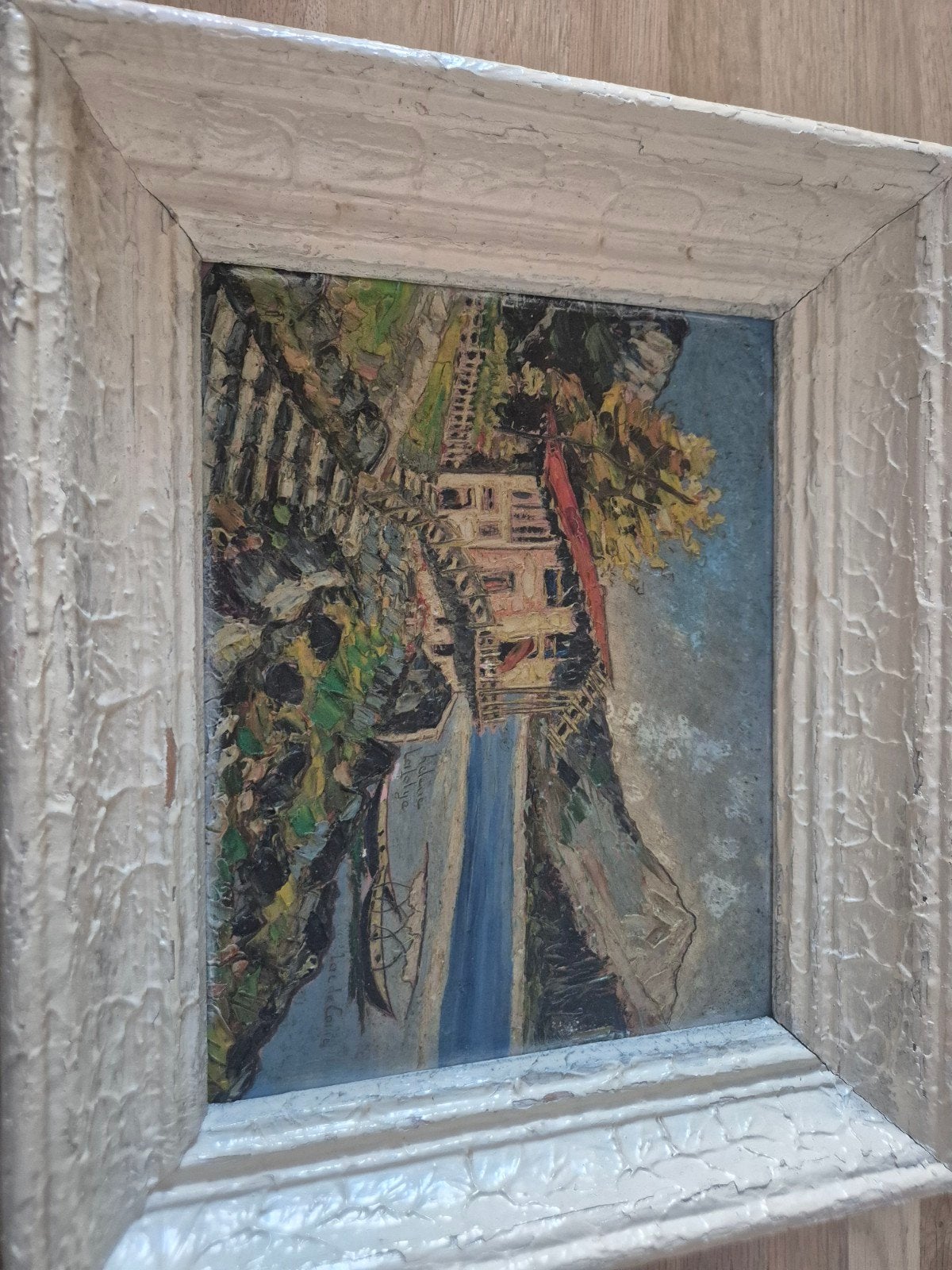 Helene Lafolye - Lac de Come, olieverfschilderij met lijst, Antiek en Kunst, Ophalen, Paneel, Impressionistisch, Landschap