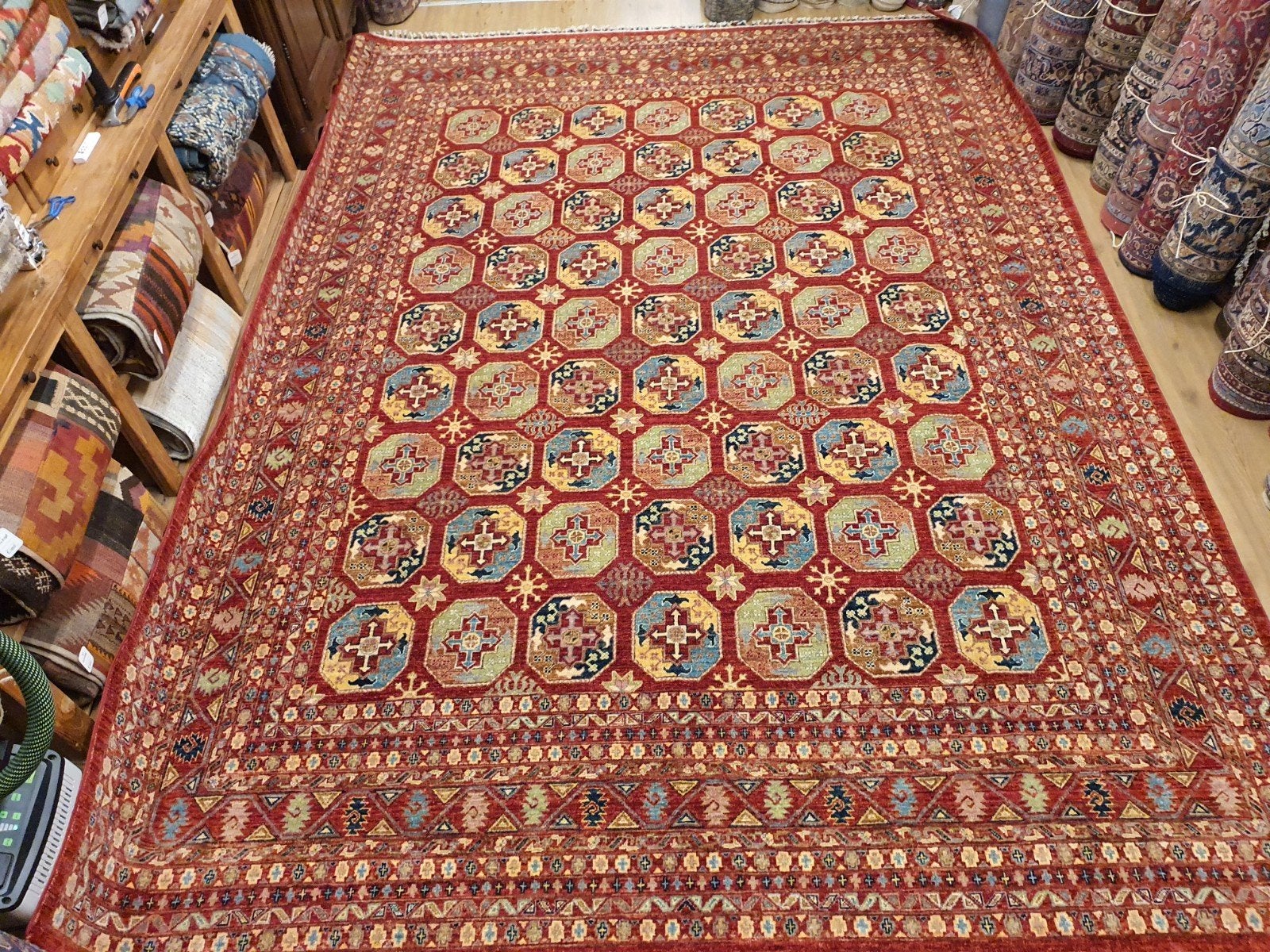 Handgeknoopt oosters tapijt kazak super 376x279p, Info@SlatsAntiek.nl, Perzisch, Vof Slats Antiek, Ophalen of Verzenden