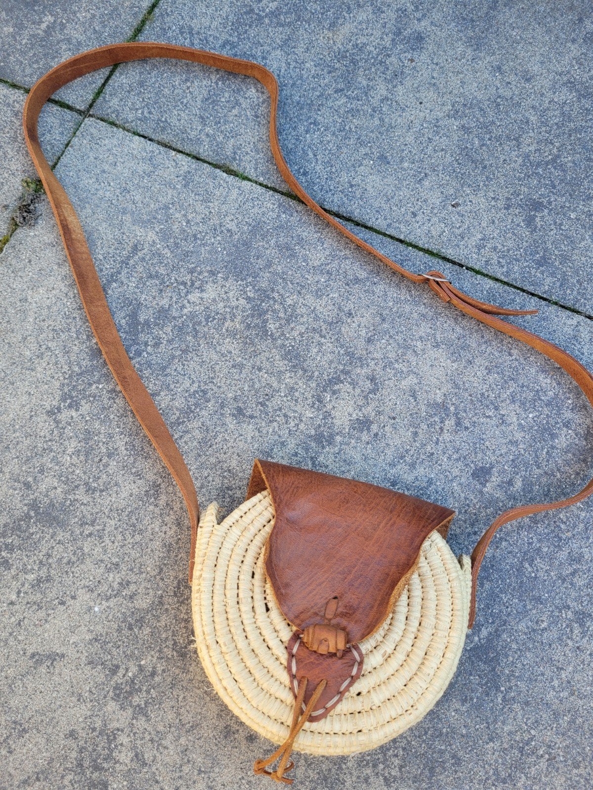 Unieke handgemaakte Bali stijl tas, Ophalen of Verzenden, Gebruikt, Beige, Schoudertasje