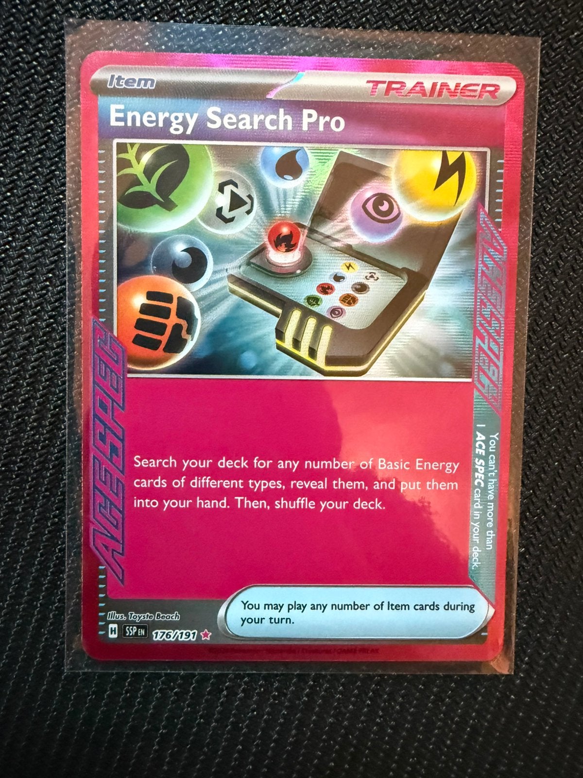 Pokemon Energy Search Pro Surging Sparks 176, Ophalen of Verzenden, Nieuw, Losse kaart, Foil