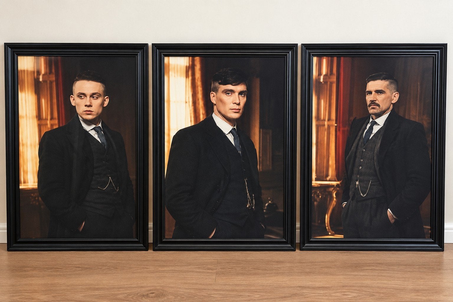 Peaky Blinders canvas - Tommy, Arthur, John 80x60cm, Hout, Ophalen of Verzenden, Print, Portret