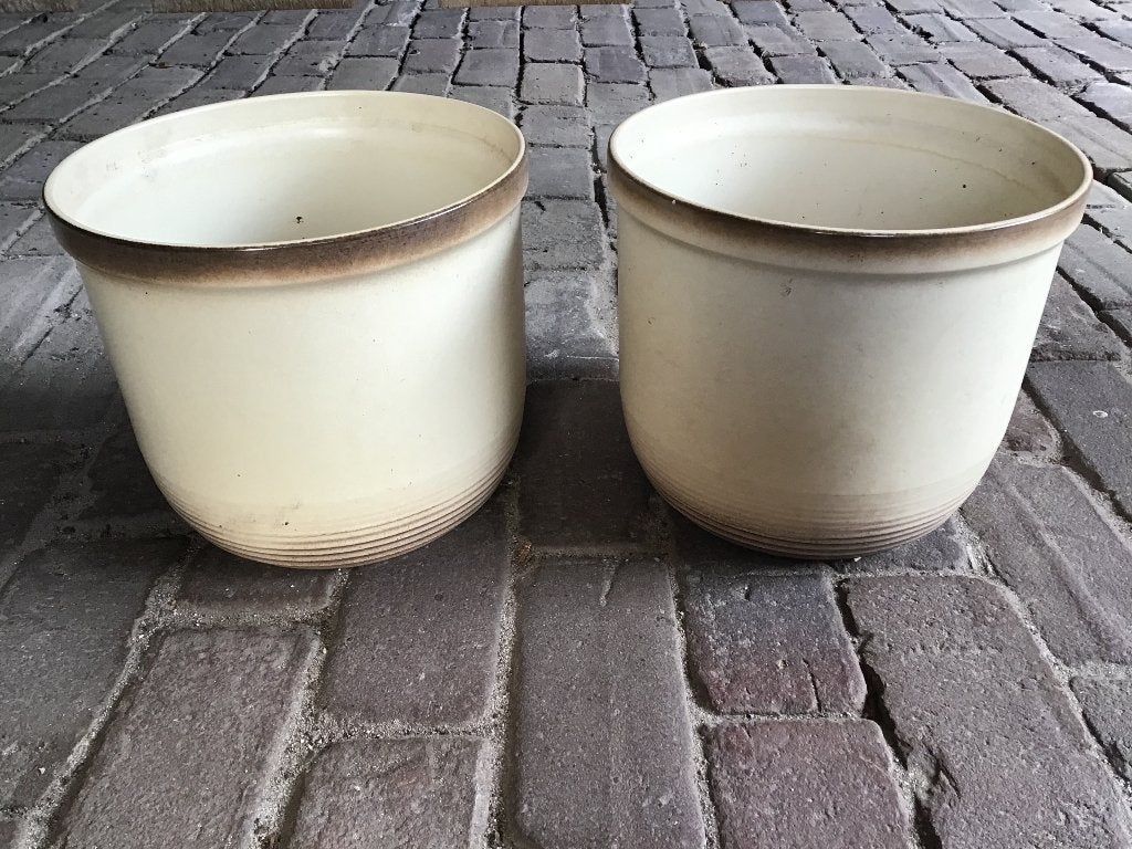Bloempot creme, Rond, Binnen, Ophalen of Verzenden, Zo goed als nieuw