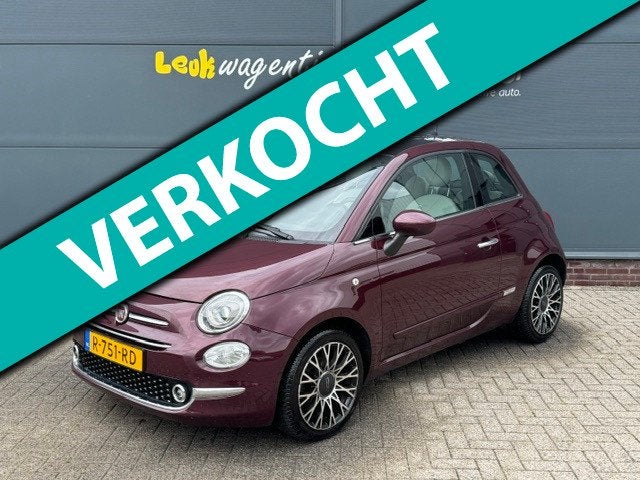 Fiat 500 1.2 Star Automaat *carplay *navi *glasdak *16 inch, Auto's, Startonderbreker, 4 cilinders, 4 stoelen, Leder en Stof