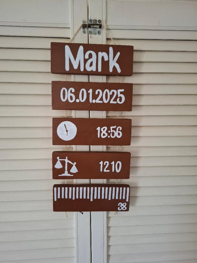 Uniek Kraamcadeau Geboortebord– Handgemaakt & Op Maat, Kinderen en Baby's, Kraamcadeaus en Geboorteborden, Nieuw, Kraamcadeau