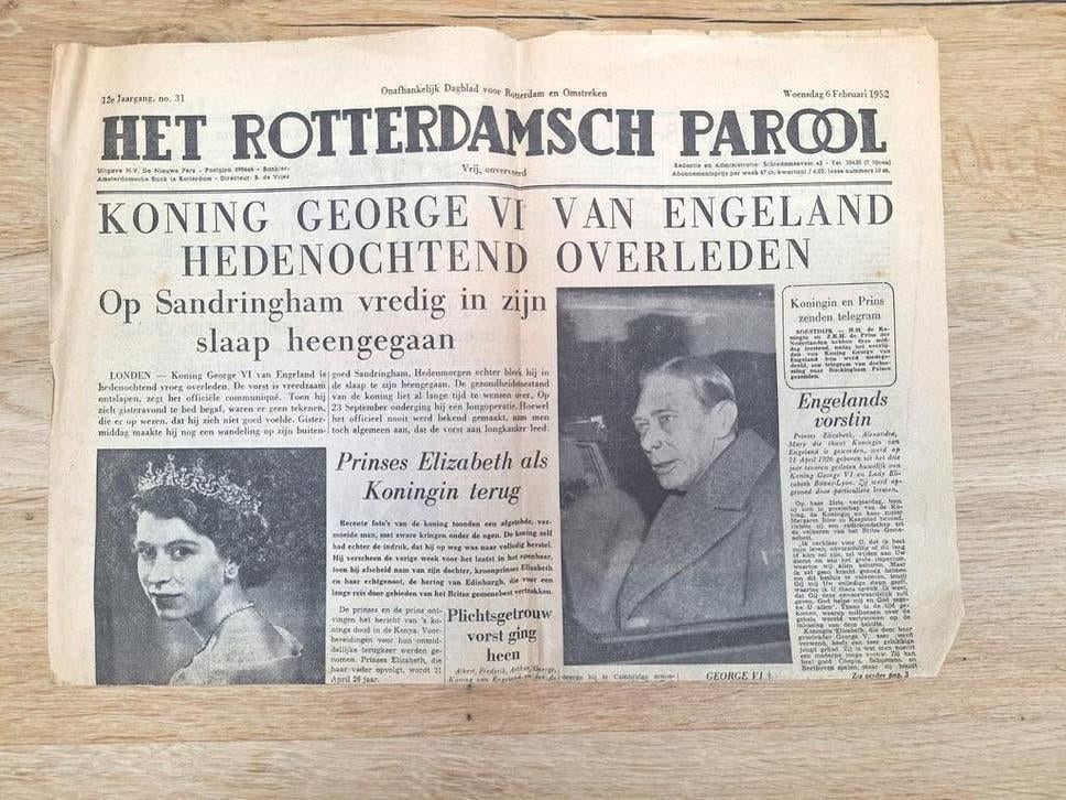 Het Rotterdamsch Parool - Koning George VI overleden, Boeken, Tijdschriften en Kranten, Ophalen of Verzenden, Gelezen, Krant