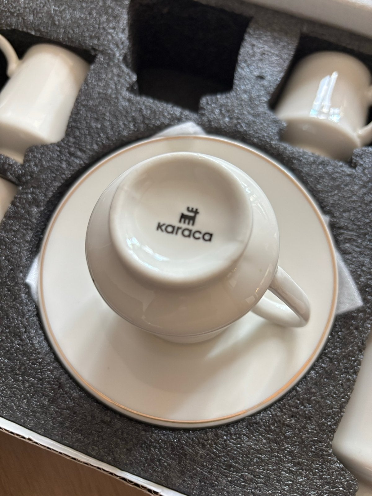 Espresso/Turkse koffiekopjes met schotels - Karaca/Bricard, Ophalen, Overige merken, Nieuw, Modern