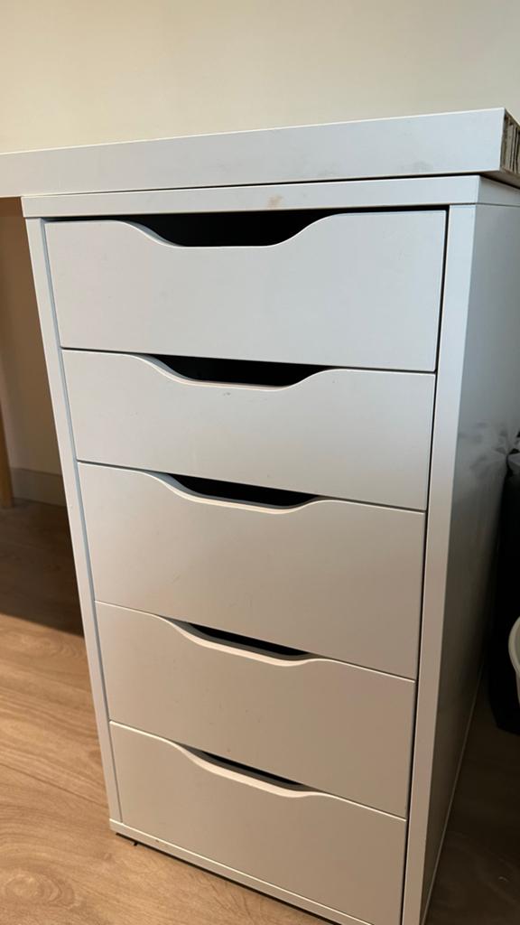 Ikea Alex Ladekast met 5 lades - Ideaal voor bureau, Ophalen, Kunststof, Gebruikt, 5 laden of meer
