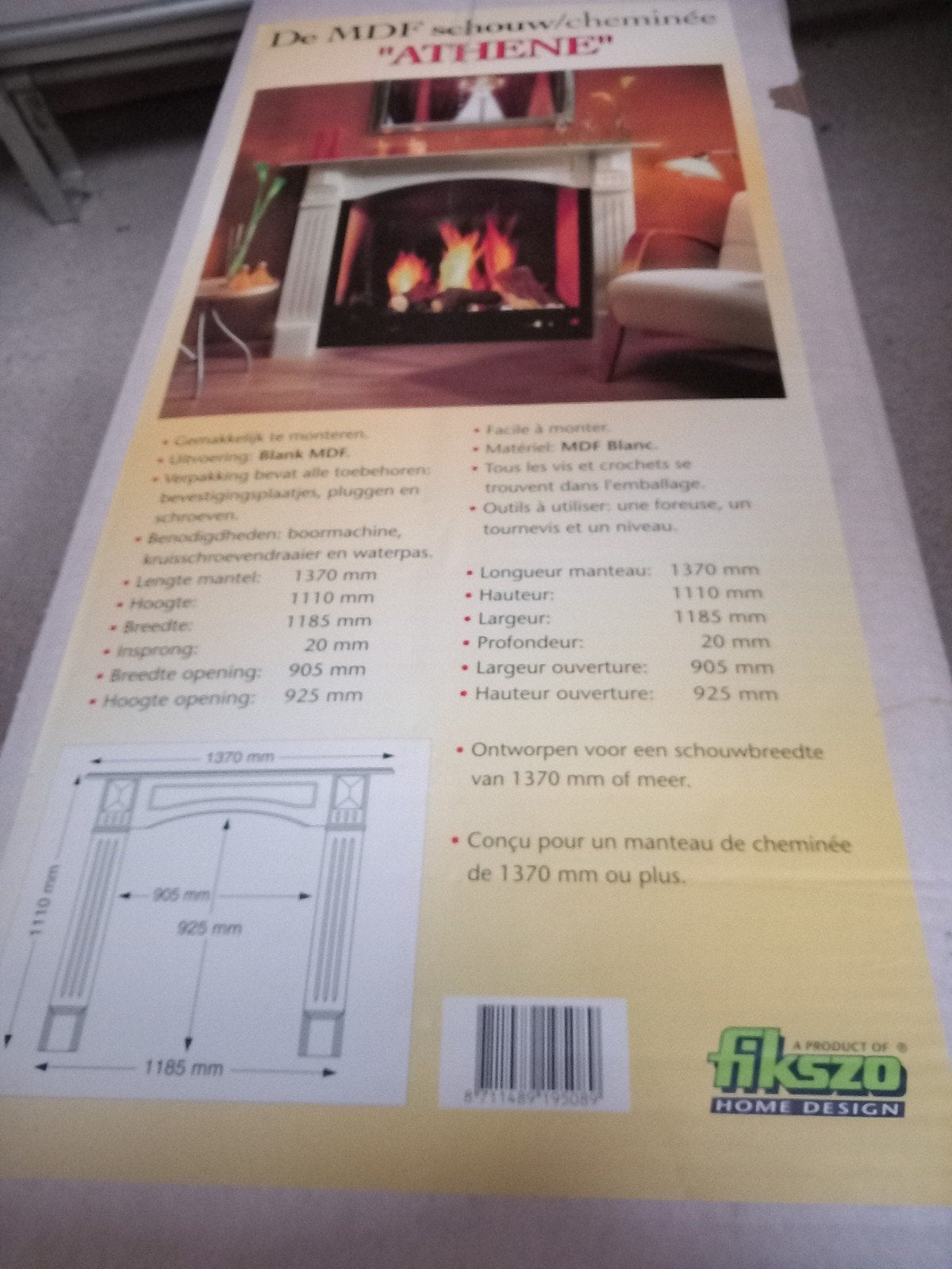 Nieuwe, grote MDF schouwombouw "ATHENE" - Zelf te monteren, Ophalen