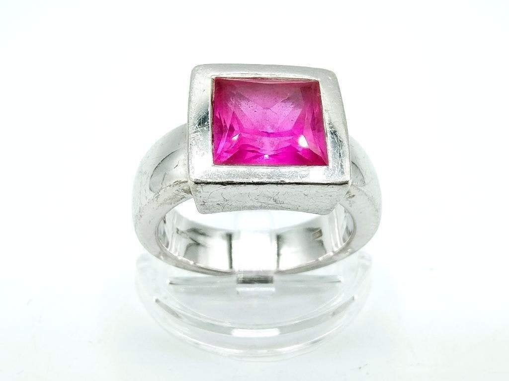 Zilveren Zinzi ring met violet steen, 17,5 mm, Info@zilverwebsite.nl, Verzenden, Zo goed als nieuw, 17 tot 18