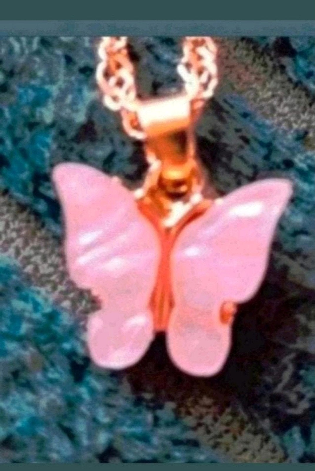 Ketting roze akoya parel steen vlinder, Verzenden, Nieuw, Goud, Met hanger