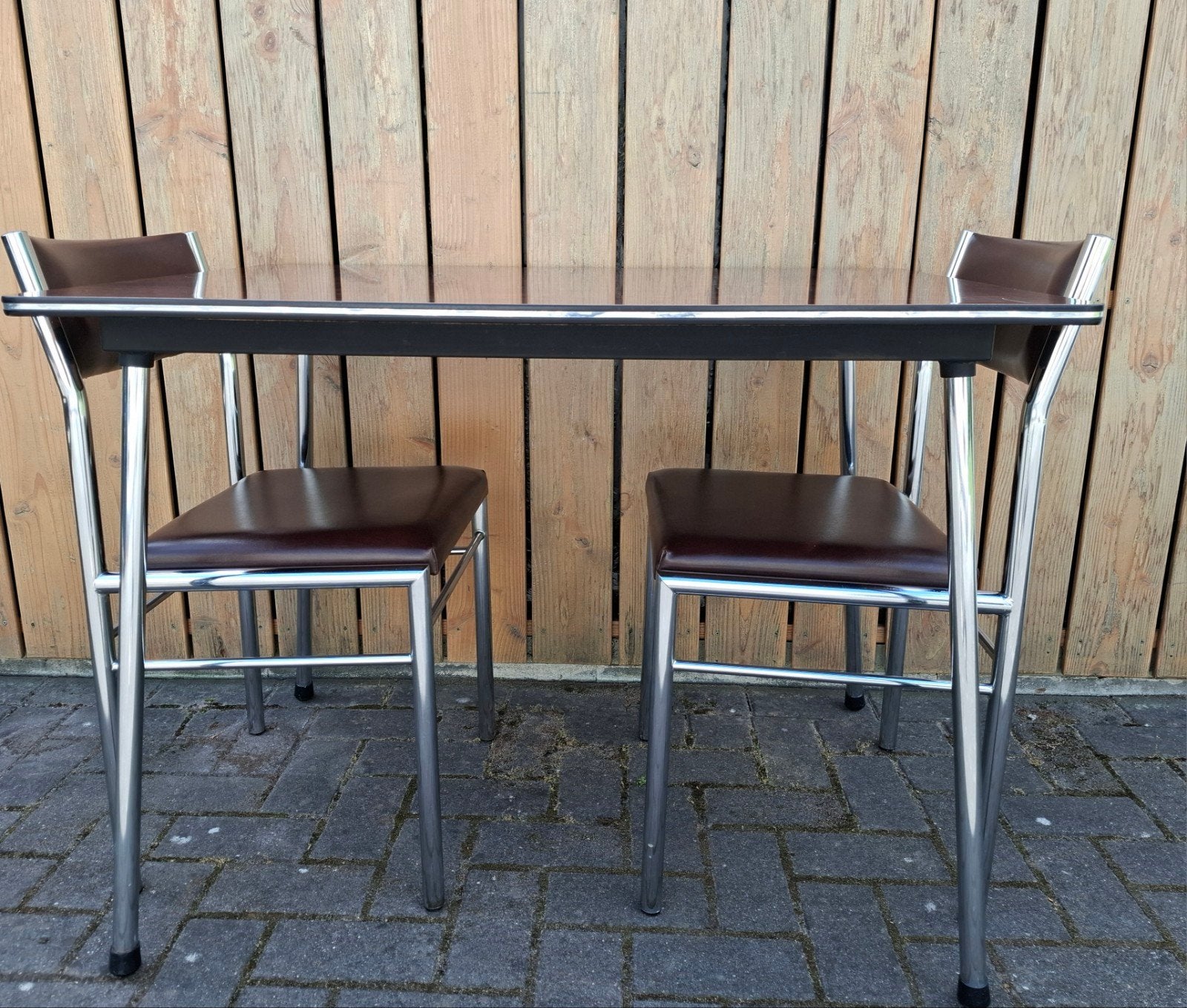 Vintage eethoek, tafel en 2 stoelen - Jaren '70, Antiek en Kunst, Antiek | Meubels | Tafels, Ophalen