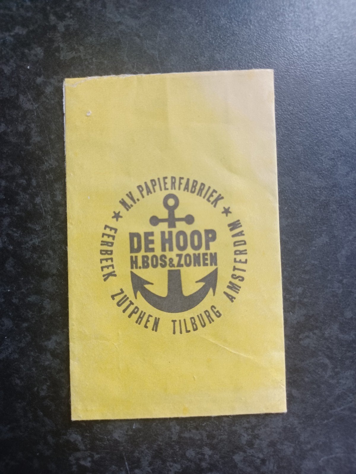 Suikerzakje Papierfabriek De Hoop H. Bos oa in Tilburg, Ophalen of Verzenden, Nederland