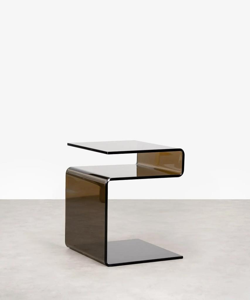 Design glazen bijzettafel, Huis en Inrichting, Tafels | Bijzettafels, Minder dan 55 cm, Nieuw, Glas, Ophalen