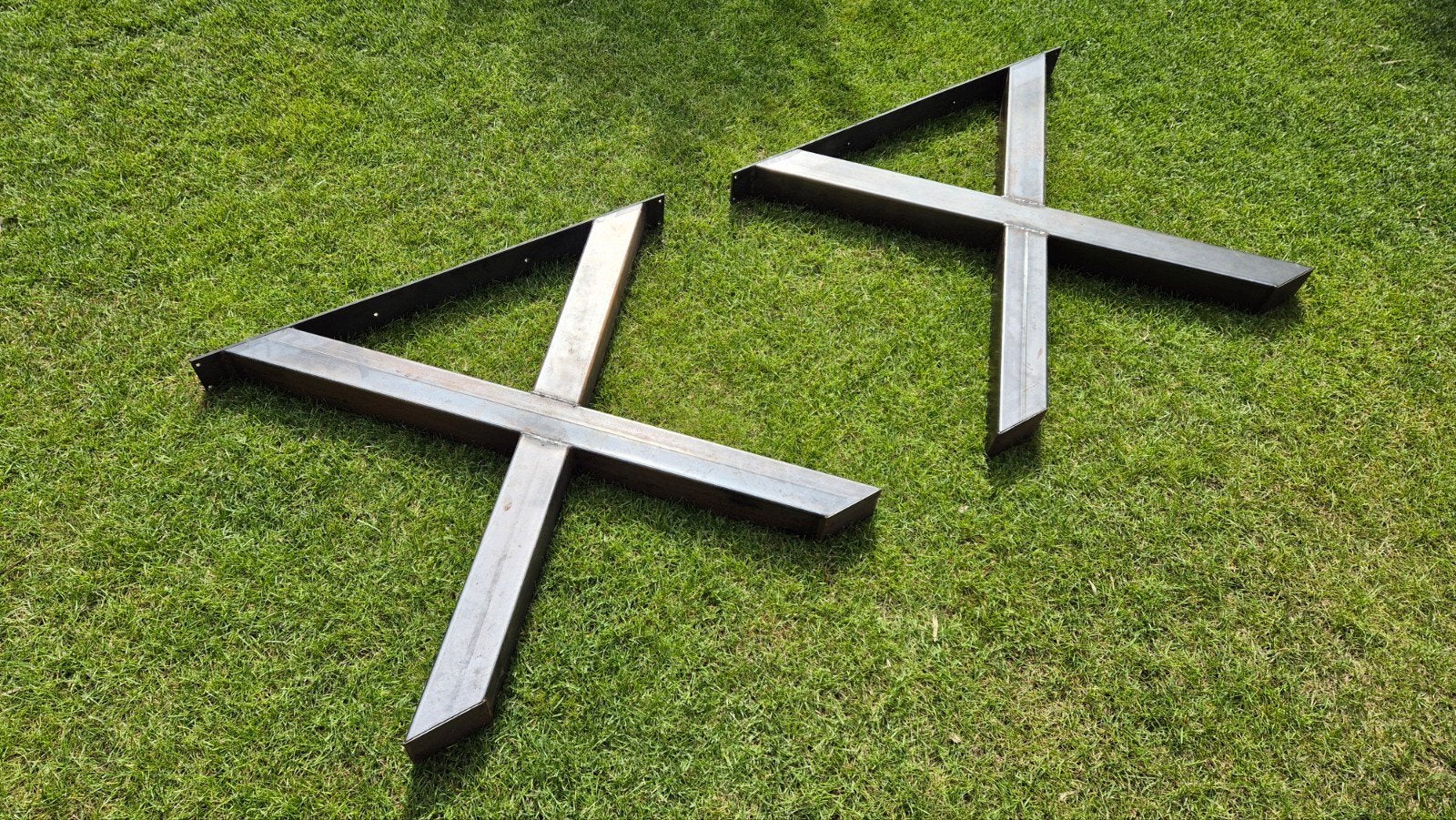 2 Stalen X Tafelpoten Kruisvorm - Onbehandeld Staal, Huis en Inrichting, Tafelonderdelen, Ophalen, Tafelpoot, 50 tot 100 cm, 50 tot 100 cm