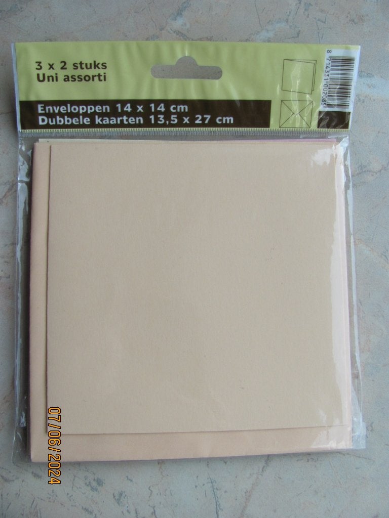 NIEUW set gekleurde KAARTEN dubbel vierkant ENVELOP papier, Ophalen of Verzenden, Nieuw, Overige thema's, Blanco kaart of Basiskaart