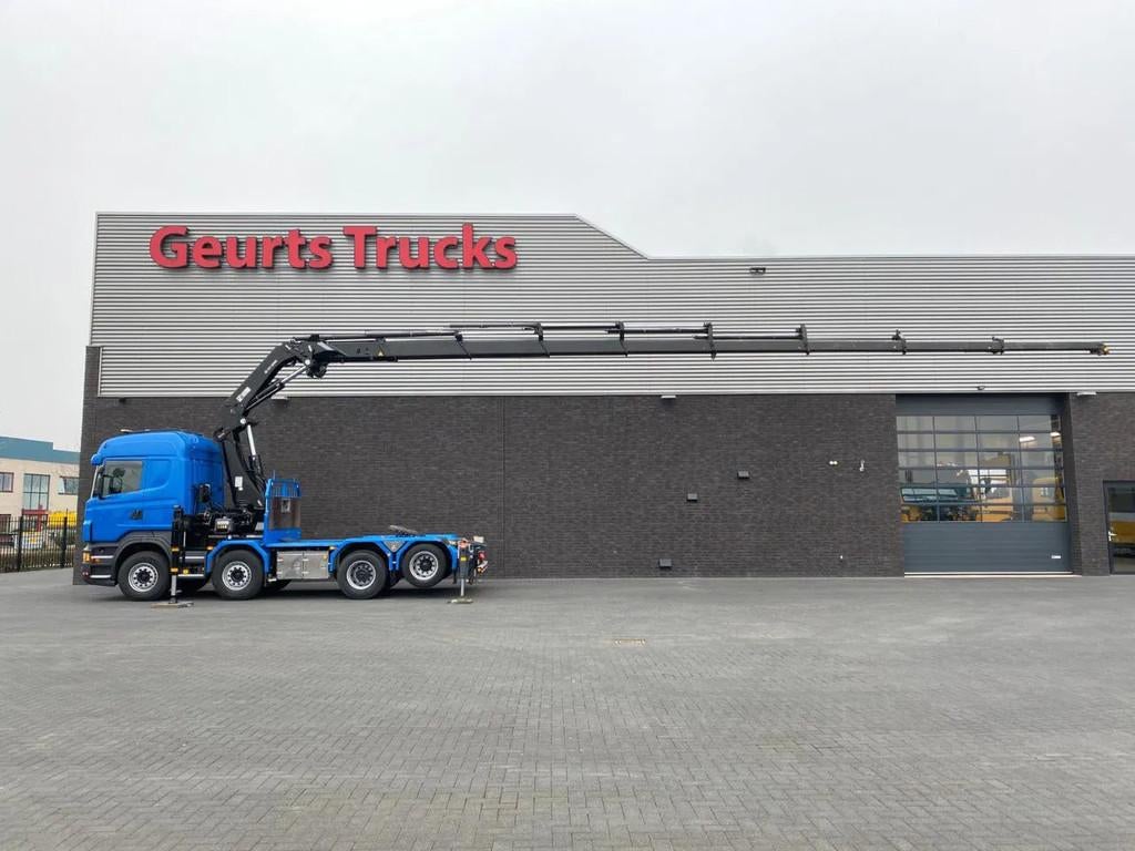 Scania R560 V8 8X2 TREKKER/BAKWAGEN + HIAB 477E-8 HIPRO KRAA, Auto's, Automaat, Euro 5, Scania, Blauw