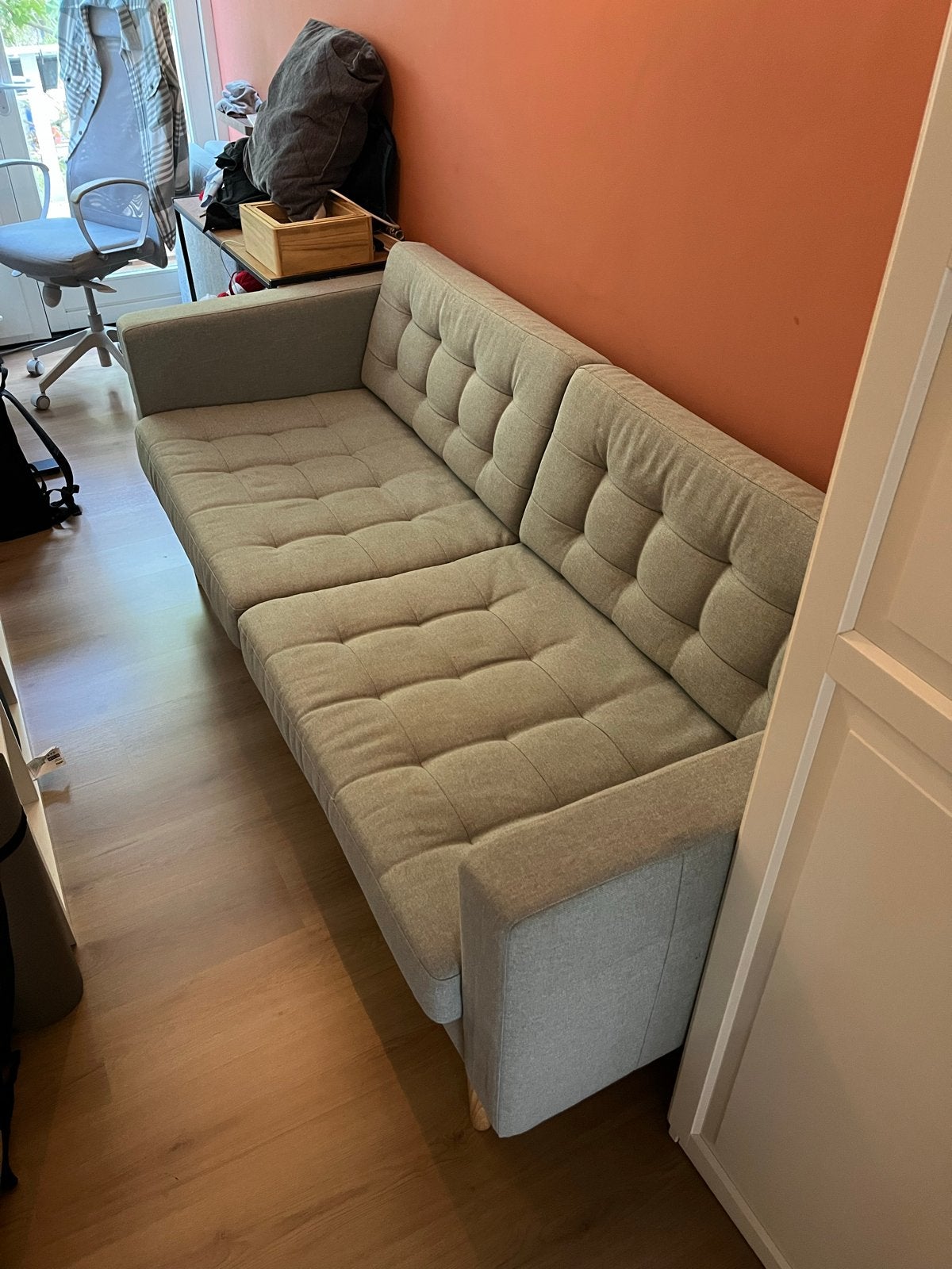 Ikea Landskrona Groen 3-zitsbank - Zeer goede staat, Ophalen, Driepersoons, Zo goed als nieuw, Rechte bank