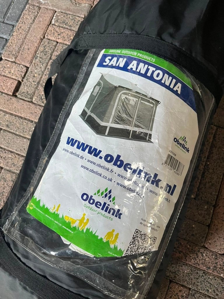 Lichtgewichte Obelink San Antonia Caravanvoortent, Caravans en Kamperen, Tenten, Ophalen, Zo goed als nieuw, Tot en met 2