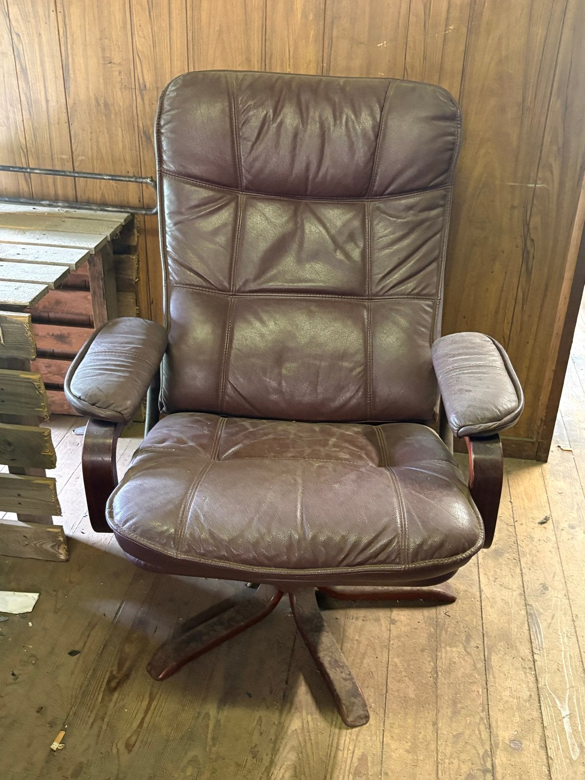 Comfortabele bruine leren fauteuil - Gebruikt, Ophalen, Gebruikt, Leer, 75 tot 100 cm